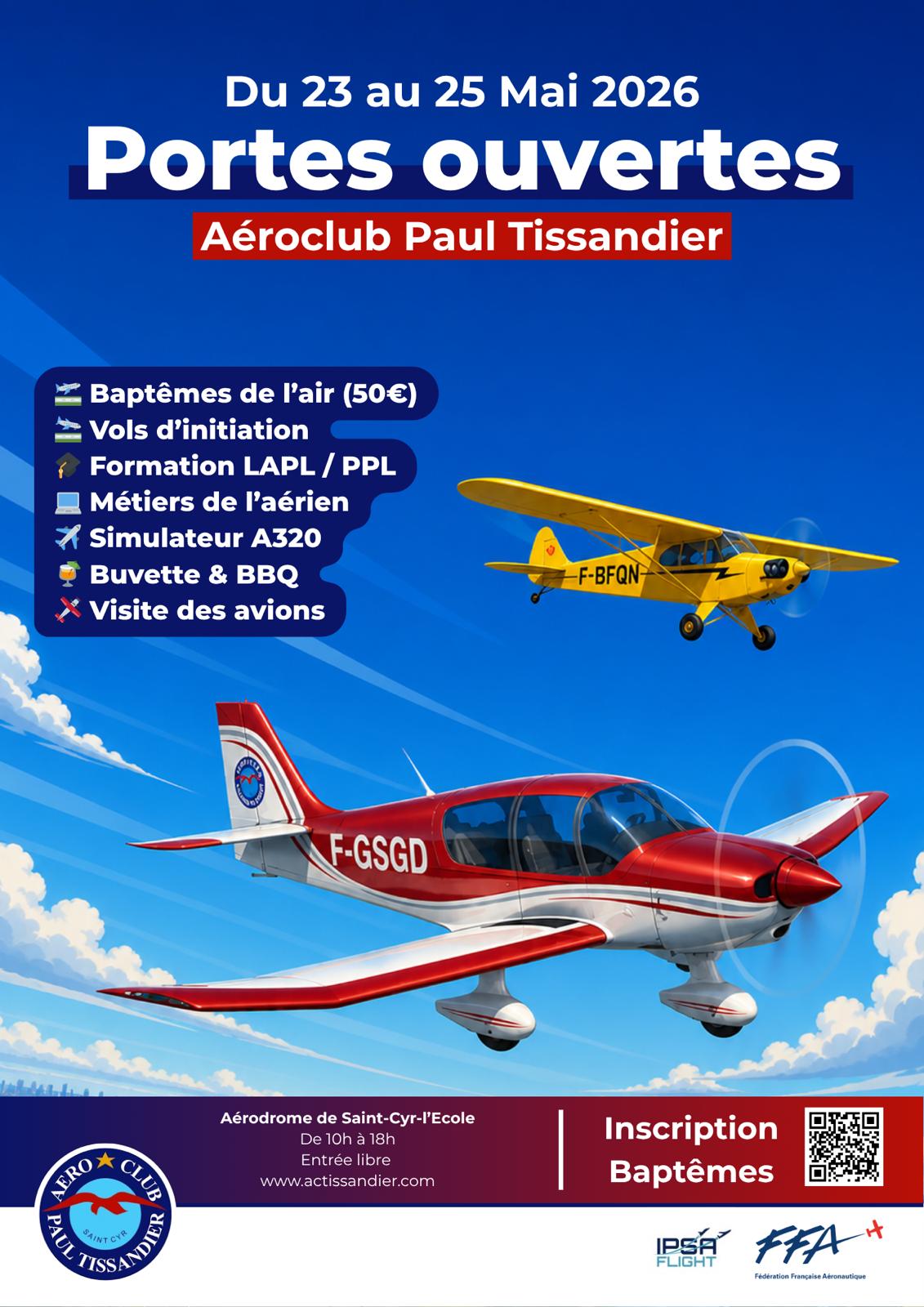 Portes Ouvertes 2026 : venez découvrir l’aviation avec l’Aéroclub Paul Tissandier ✈️